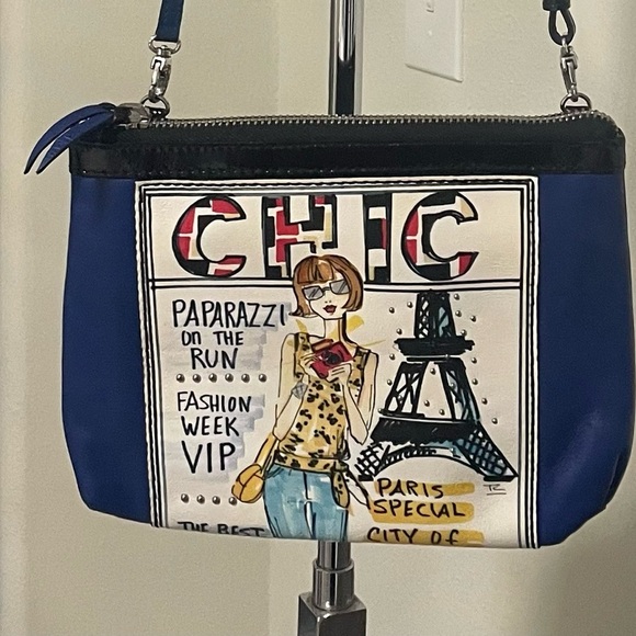 Brighton Handbags - 🍂 Brighton paparazzi Patent Leather Crossbody Blue and White